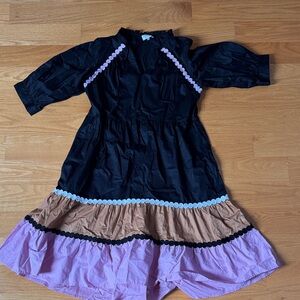 CROSBY by Mollie Burch Black and Pink Midi Dress NWOT